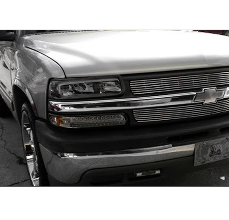 For 99-02 Chevy Silverado/00+ Suburban Smoke Headlights+LED Bumper+Blue ...