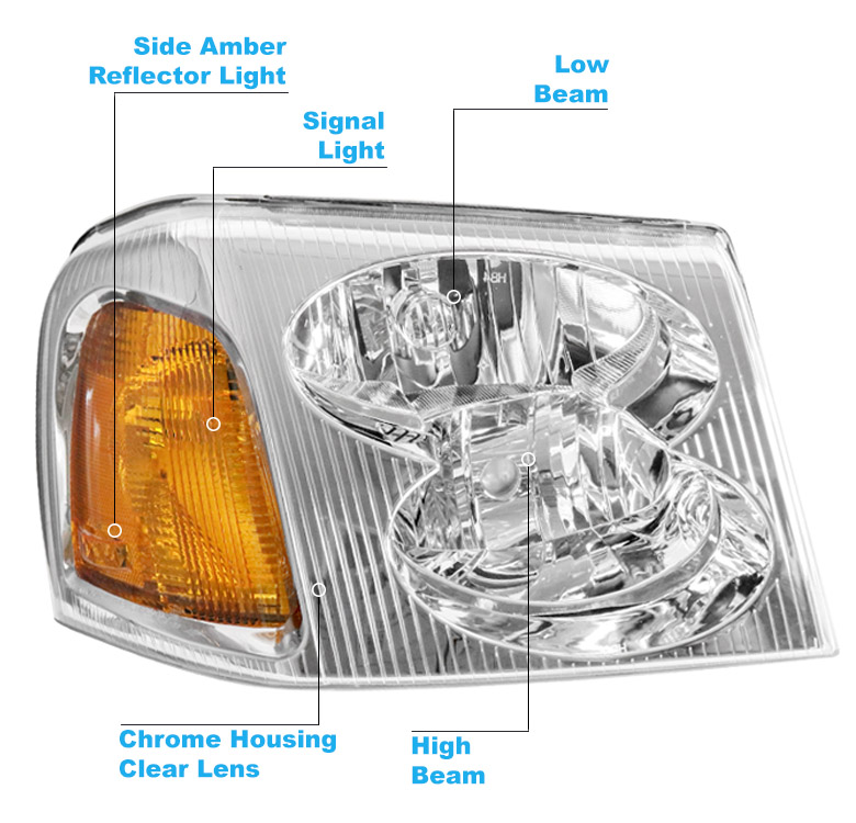 FOR 02-09 GMC ENVOY XL XUV FACTORY STYLE CHROME HEADLIGHTS LAMP W ...