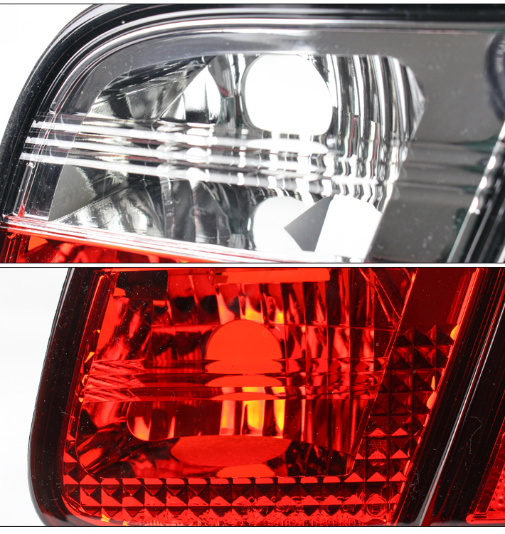 For 2002-2005 BMW 3 Series E46 Sedan 4Dr LED Tail Brake Lights Lamps - Red / Clear