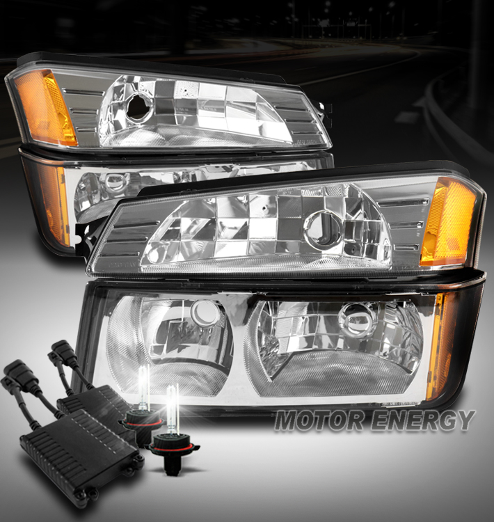 FOR 02-06 CHEVY AVALANCHE REPLACEMENT HEADLIGHTS+BUMPER LAMP CHROME W