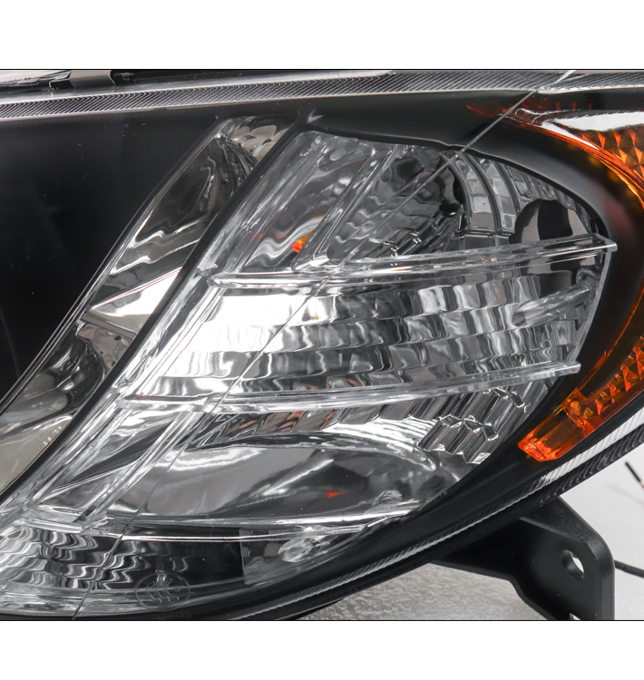 For 2004-2009 Mazda 3 Sedan 4Dr LED Bar Projector Headlights Headlamps - Black
