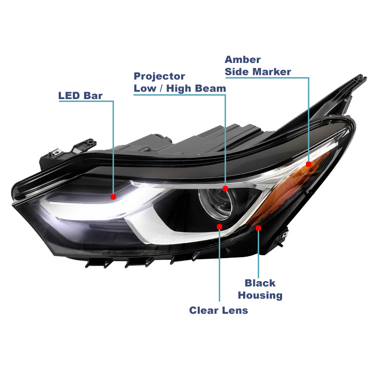 For 2018-2020 Chevy Equinox L LS LED Projector Headlight Black Driver