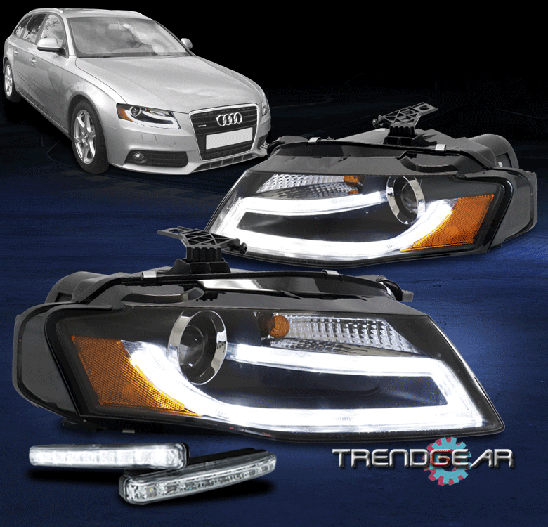 For 2009 2012 Audi A4 B8 Hid Xenon Led Black Projector Headlights Lamp