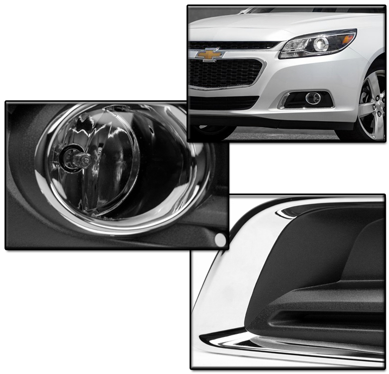 FOR 13-15 CHEVY MALIBU BUMPER DRIVING CHROME FOG LIGHTS LAMPS W/50W 8K