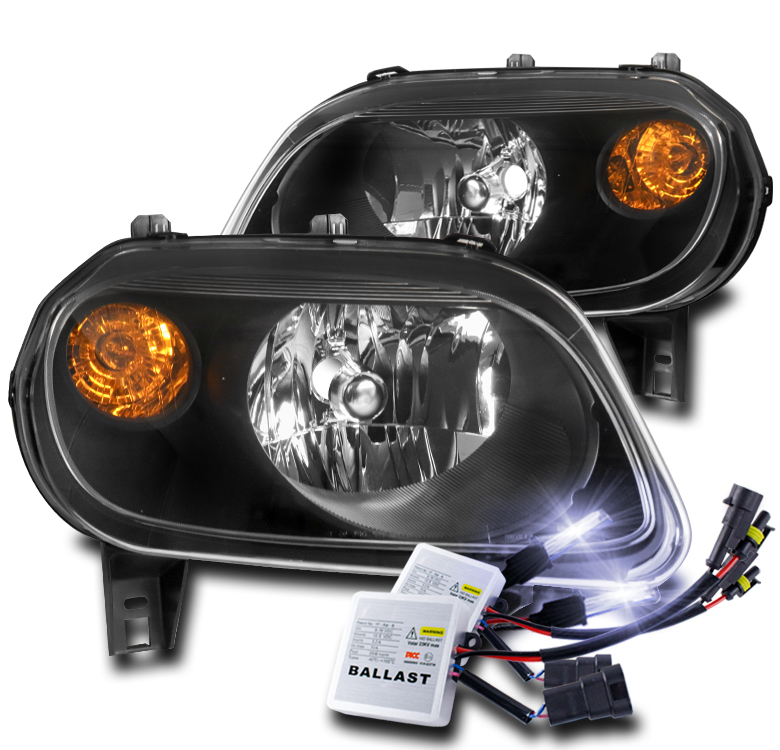 FOR 06-11 CHEVY HHR WAGON REPLACEMENT HEADLIGHTS HEADLAMPS BLACK W/10K