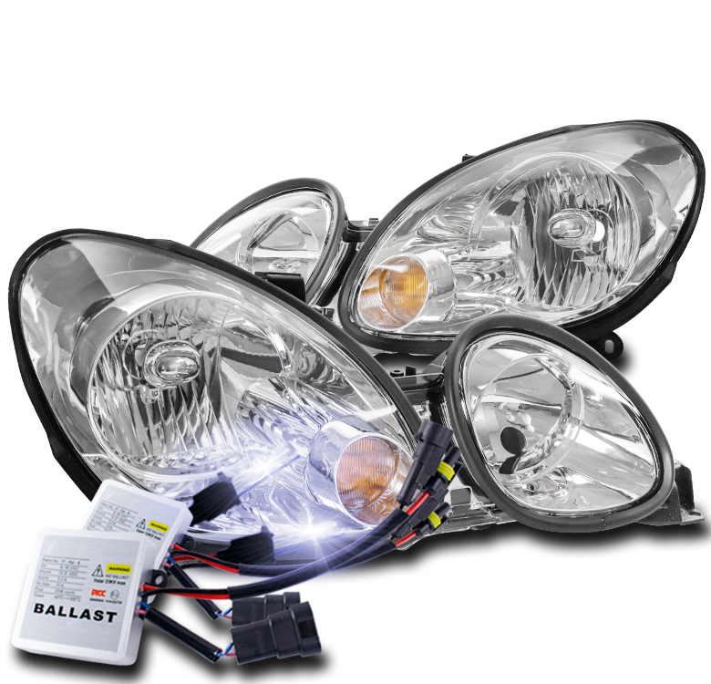 FOR 98-05 LEXUS GS300 GS400 GS430 CRYSTAL STYLE HEADLIGHTS LAMP CHROME